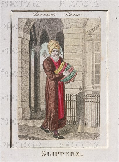 'Slippers', Cries of London, 1804. Artist: Anon