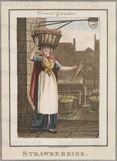 'Strawberries', Cries of London, 1804. Artist: Anon