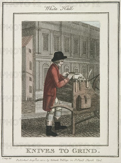 'Knives to Grind', Cries of London, 1804. Artist: Anon