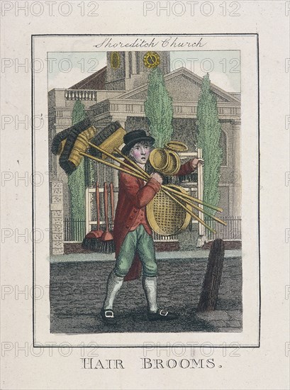 'Hair Brooms', Cries of London, 1804. Artist: Anon