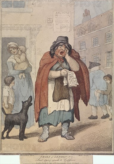 'Last dying speech and Confession', plate III of Cries of London, 1799. Artist: H Merke