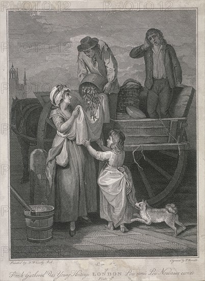 'Fresh Gathered Peas Young Hostings', Cries of London, c1795. Artist: Pietro Bonato