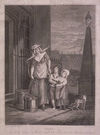 'Milk below Maids', Cries of London, c1795. Artist: Luigi Schiavonetti