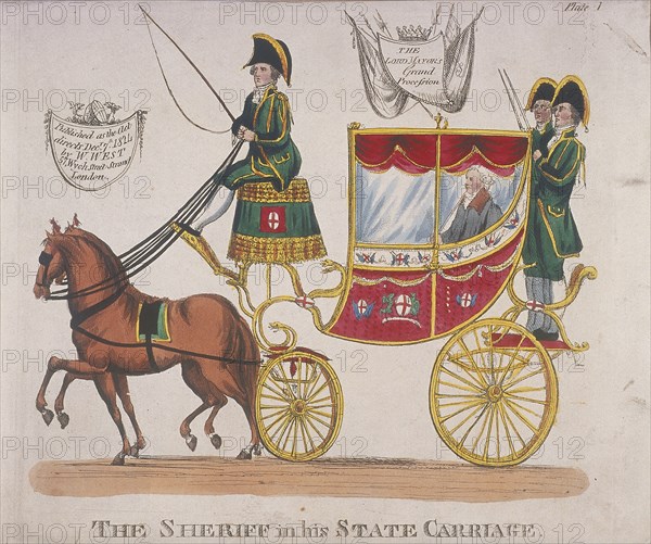 Sheriff in his state carriage during the Lord Mayor's Procession, 1824. Artist: Anon