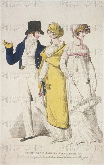 Kensington Garden dresses for June, c1810. Artist: W Read