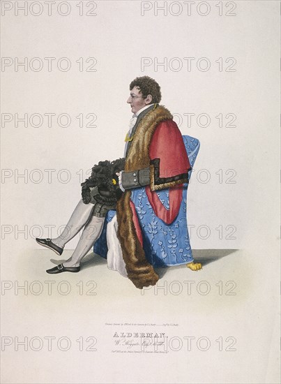 Alderman Sir William Heygate, seated and in civic costume showing robe and hat, 1825. Artist: Thomas Lord Busby