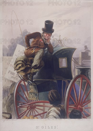 Hansom cab driver, London, 1854. Artist: J Harris