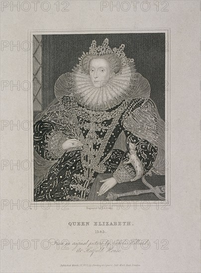 Queen Elizabeth I with an ermine, 1821. Artist: TA Dean