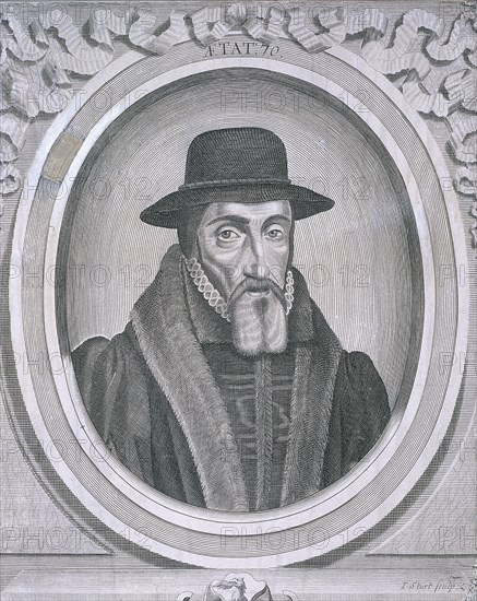 Oval portrait of John Foxe, c1570, (c1700). Artist: John Sturt