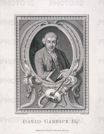 Oval portrait of David Garrick, 1776. Artist: J Collyer