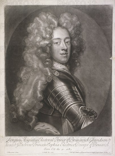 Oval portrait of George II, King of Great Britain, 1706. Artist: Joseph Smith