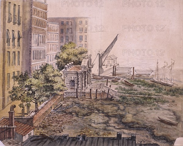 View of York Stairs, Westminster, 1809. Artist: Anon