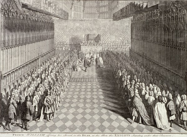 Coronation of William III in Westminster Abbey, London, 1689, (c1689). Artist: John Pine