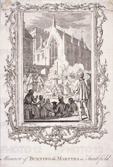 Scene of protestants being burnt at Smithfield, 16th century, (c1760). Artist: Charles Grignion