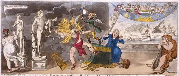 'The Pall Mall Apollo or R-ty in a blaze', 1816. Artist: Isaac Cruikshank