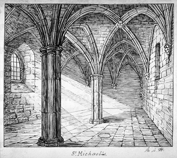 St Michael's Crypt, Aldgate, London, c1800. Artist: Mary Anne Hedger