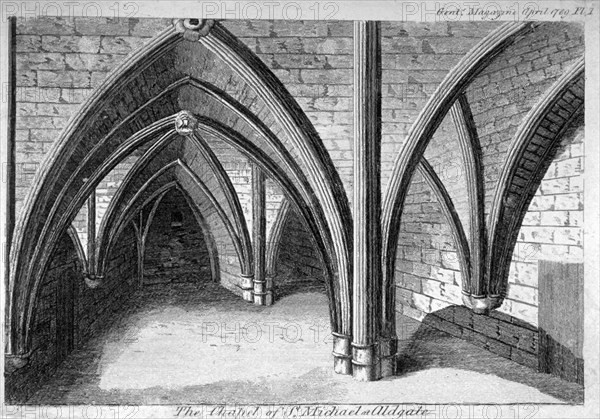 St Michael's Crypt, Aldgate, London, 1789. Artist: Anon