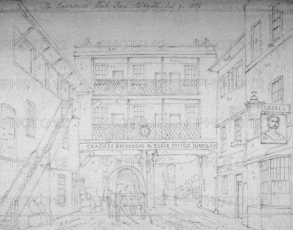 Saracen's Head Inn, Aldgate, London, 1856. Artist: Thomas Hosmer Shepherd