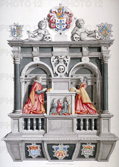 Monument in the Church of St Andrew Undershaft, Leadenhall Street, London, c1810 Artist: Thomas Fisher