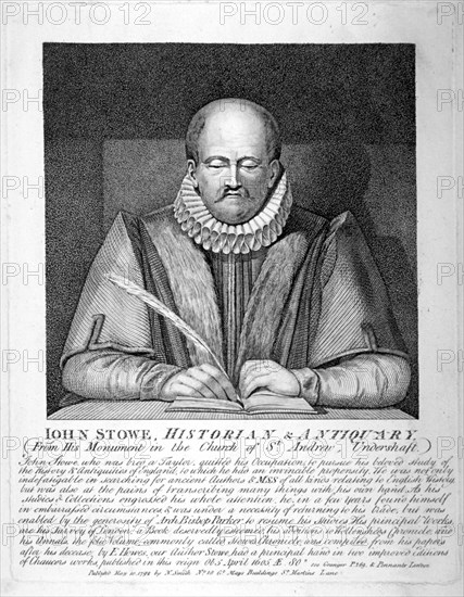 Monument to John Stow in St Andrew Undershaft, City of London, 1792. Artist: Anon