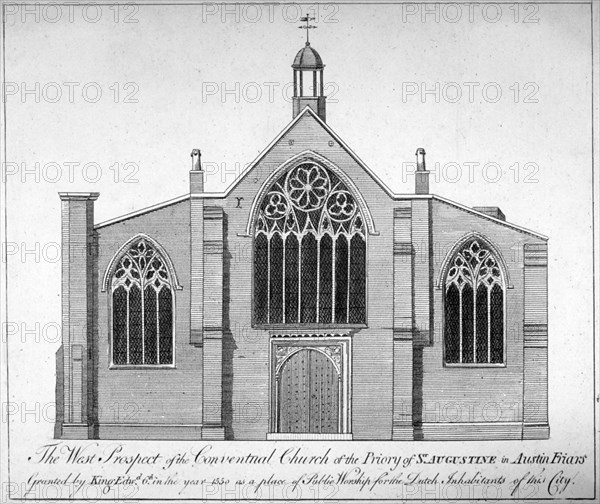 West elevation of Austin Friars, City of London, 1865. Artist: Anon