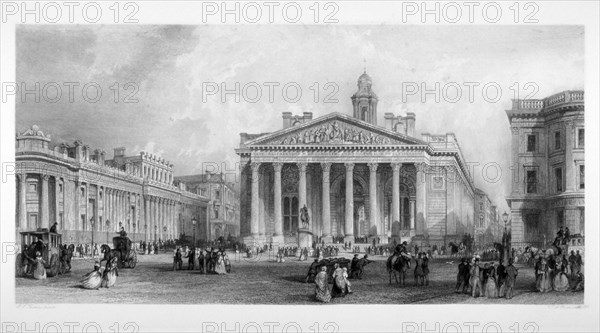 The Bank of England and Royal Exchange, City of London, c1845. Artist: TA Prior