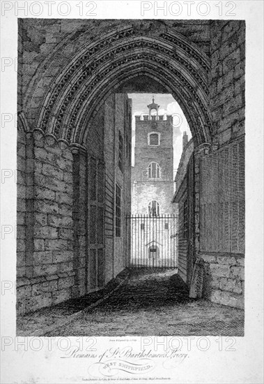 Gateway to the Church of St Bartholomew-the-Great, Smithfield, City of London, 1805. Artist: John Greig