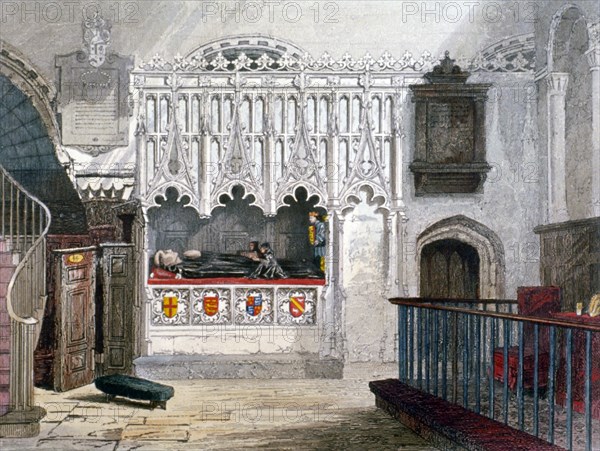 Monument in the Church of St Bartholomew-the-Great, Smithfield, City of London, 1851. Artist: John Wykeham Archer