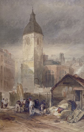 Demolition of the Church of St Benet Fink, City of London, 1844. Artist: John Wykeham Archer