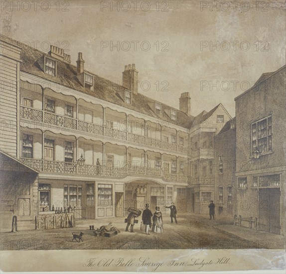 Belle Sauvage Inn, Belle Sauvage Yard, Ludgate Hill, City of London,1845. Artist: Anon