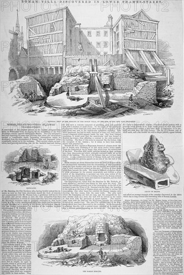 Roman remains on the site of the Coal Exchange, City of London, 1848. Artist: H Rimbault