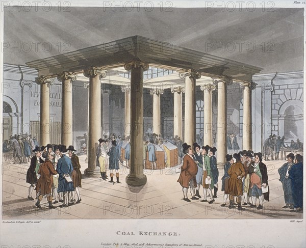 Interior view of the Coal Exchange, Thames Street, City of London, 1808. Artist: Unknown