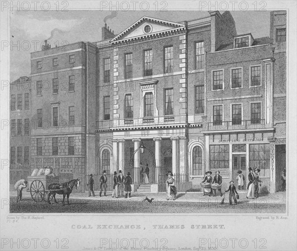 View of the Coal Exchange in Thames Street, City of London, 1830. Artist: R Acon