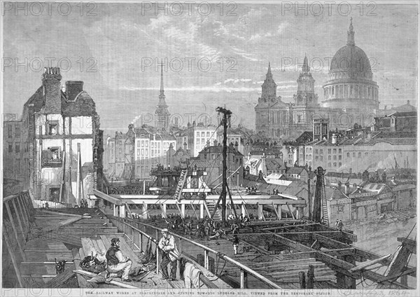 Blackfriars Bridge, London, 1864. Artist: Mason Jackson