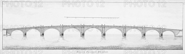 Longitudinal section of Blackfriars Bridge, London, 1766. Artist: Anon