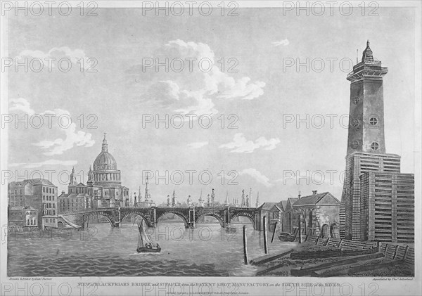 View of Blackfriars Bridge and St Paul's Cathedral, London, 1803. Artist: Daniel Turner