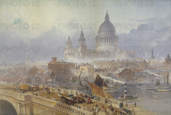 View of Blackfriars Bridge and St Paul's Cathedral, London, 1840. Artist: David Roberts