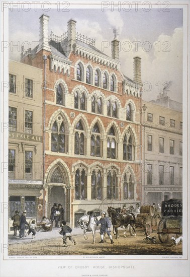 Crosby Hall at no 95 Bishopsgate, City of London, 1860. Artist: Vincent Brooks