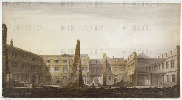 Blackwell Hall during demolition, City of London, 1819. Artist: Robert Blemmell Schnebbelie