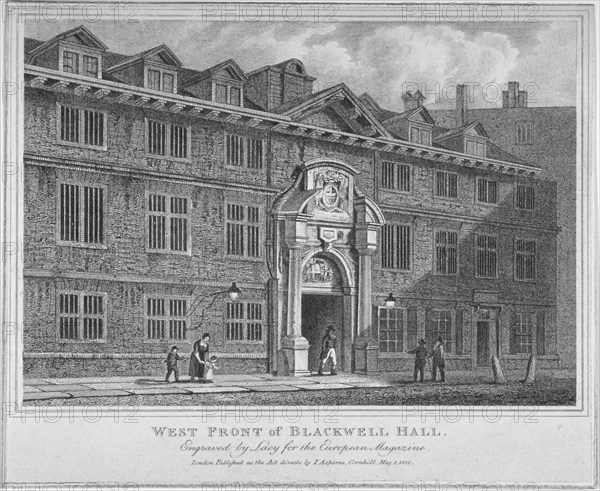 West front of Blackwell Hall, City of London, 1812. Artist: S Lacey