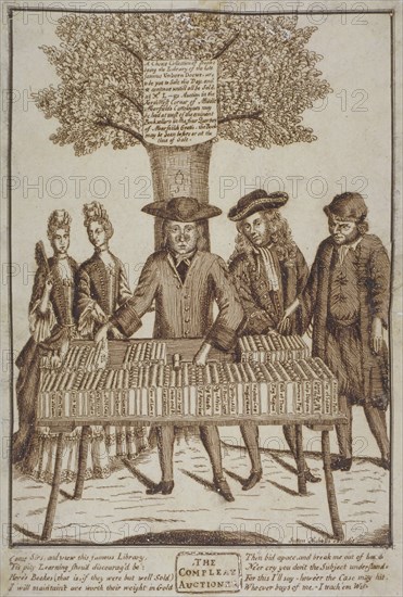 Book seller in Moorfields, on the site of the later Blomfield Street, City of London, 1750. Artist: Anon