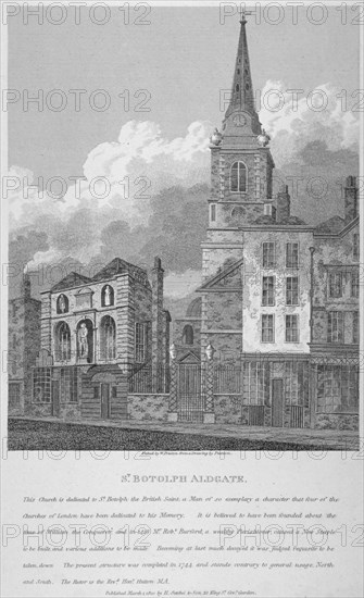 Church of St Botolph, Aldgate, City of London, 1810. Artist: W Preston