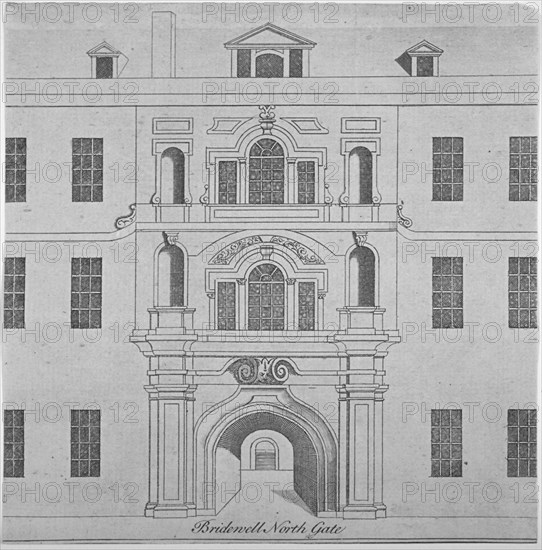 North gate of Bridewell, City of London, 1790. Artist: Anon