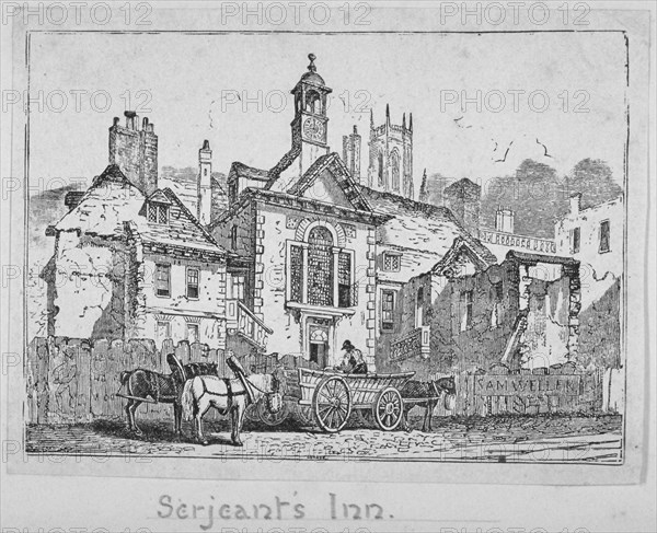 View of Serjeants' Inn with a horse and cart, Chancery Lane, City of London, 1840. Artist: Anon