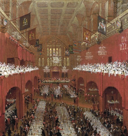 Banquet at the Guildhall, City of London, 1814. Artist: William Daniell