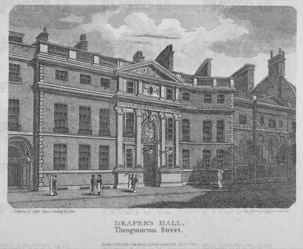 Drapers' Hall, Throgmorton Street, City of London, 1812. Artist: Robert Sands