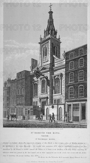 Church of St Edmund the King, looking west along Lombard Street, City of London, 1813. Artist: William Wise