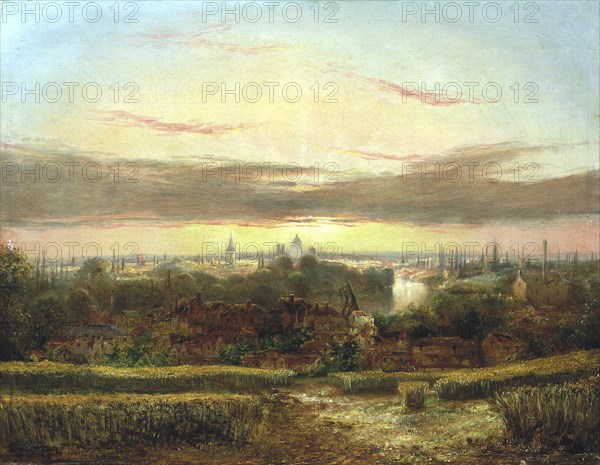 View from above Wandsworth, Westminster and St Paul's in the Distance' c1849-1866. Artist: William James Grant