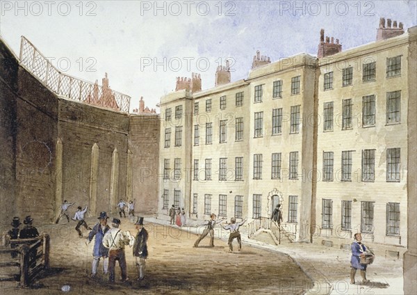 View of Fleet Prison from the tennis ground, City of London, 1845. Artist: Thomas Hosmer Shepherd