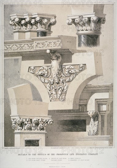 Architectural details, Fleet Street, City of London, 1861. Artist: Robert Dudley